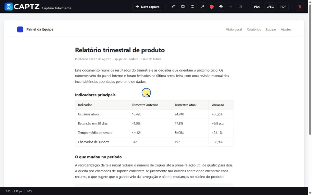 Demonstration: Full page — Capture in the editor
